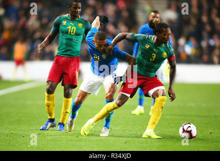 Milton Keynes, England - November 20, 2018 Gaëtans Bong von Kamerun während Chevrolet Brasilien Globale internationale Tour freundlich zwischen Brasilien und Kam Stockfoto