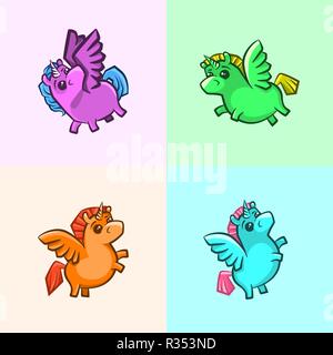 Vektor Bild von einem Einhorn mit Flügeln in einem Stil Stock Vektor