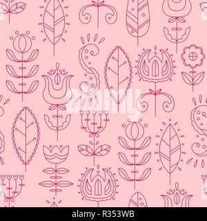 Vektor nahtlose Muster im skandinavischen Stil. Flat Style. Blumen und doodles. Stock Vektor