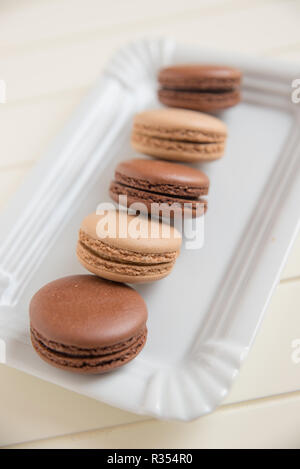 Schokolade Macarons Stockfoto