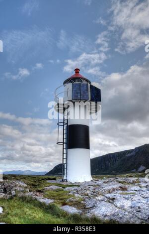 Norwegen, Lofoten, Andenes, Børhella, Leuchtturm, Fyr, Skrinet, Fyrlykt, Børvågen, Andøya, Leuchtfeuer, Position, Fahrwasser, Untiefe, Küste, Insel Stockfoto