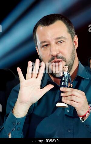 Der stellvertretende Ministerpräsident und Minister des Innern Matteo Salvini während der Talkshow "Nemo, leihen, escluso" in Rom, Italien, 16.November 2018 Phot Stockfoto