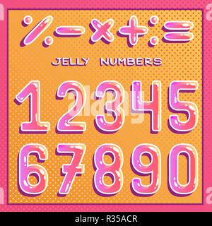 Zahlen gesetzt. Honig zahlen. Lustige zahlen. Vektor clipart. Stock Vektor