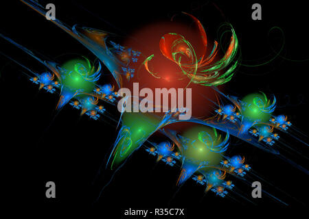 Fraktalbild bunte Linien bilden eine Wirbelbewegung. Stockfoto