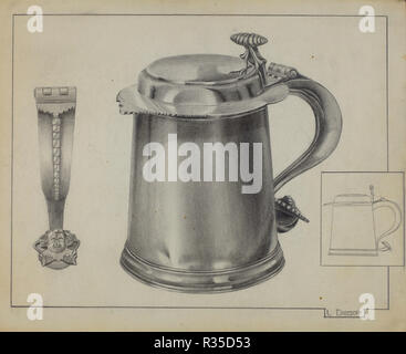 Silber Tankard. Vom: C. 1936. Maße: gesamt: 23,3 x 28,5 cm (9 1/4 x 11 1/4 in.). Medium: Graphit auf Papier. Museum: Nationalgalerie, Washington DC. Autor: Leo Drozdoff. Stockfoto