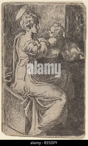 Jungfrau und Kind. Medium: Radierung. Museum: Nationalgalerie, Washington DC. Autor: PARMIGIANINO. Stockfoto