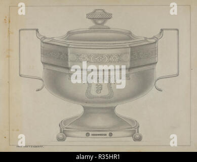 Silber Sugar Bowl. Vom: C. 1936. Maße: Gesamt: 23 x 30 cm (9 1/16 x 11 13/16 in.) Original IAD Objekt: 7' breit. Medium: Graphit auf Papier. Museum: Nationalgalerie, Washington DC. Autor: Bernard Westmacott. Stockfoto