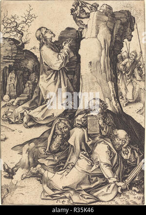 Die Todesangst im Garten. Vom: C. 1480. Medium: Gravur. Museum: Nationalgalerie, Washington DC. Autor: Martin Schongauer. Stockfoto