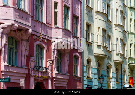 Wunderschön restaurierten Fassaden sind die Stadt Prag Stockfoto