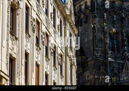Wunderschön restaurierten Fassaden sind die Stadt Prag Stockfoto