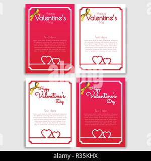Happy Valentines Tag 4 Grußkarte Design, romantische Grußkarten, modernen Schriftzug design Hintergrund, Retro Vintage Style. Vektor Illustrati Stock Vektor