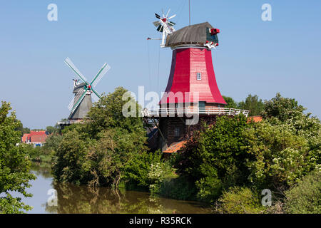Windmühle, Greetsiel, Krummhörn, Ostfriesland, Niedersachsen, Deutschland, Europa Stockfoto