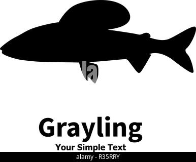Vector Illustration Silhouette der Grayling Stock Vektor