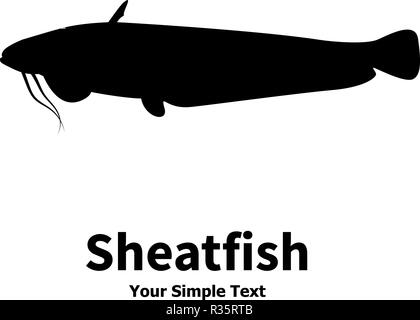Vector Illustration Silhouette der Fische Wels Stock Vektor