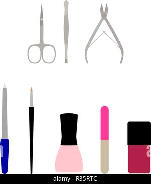 Vector Illustration von einer Reihe von flachen Maniküre Stock Vektor