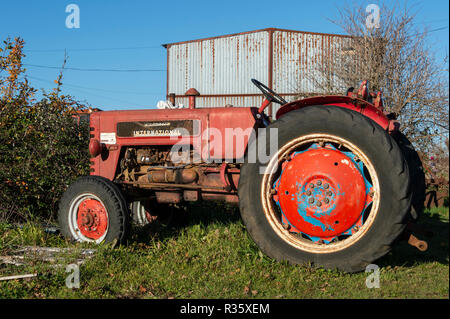 alte rote Traktor Stockfoto