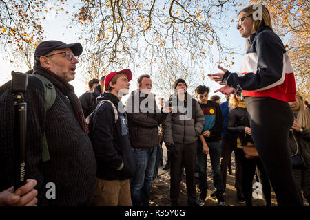 Speakers' Corner, das öffentliche Sprechen nord-östlichen Ecke des Hyde Park. Stockfoto