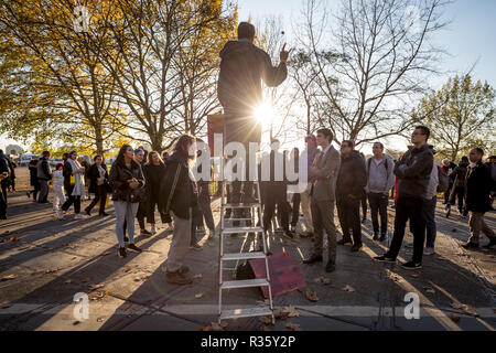 Speakers' Corner, das öffentliche Sprechen nord-östlichen Ecke des Hyde Park. Stockfoto