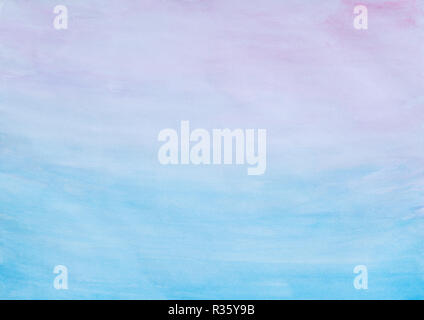 Abstract Pink und Blau aquarell Farbverlauf Hintergrund mit Aquarell Flecken und Papier Textur. Stockfoto