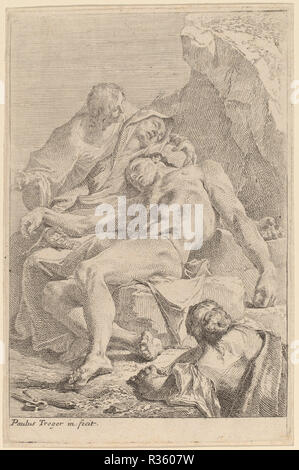 Pietà. Stand: 1720. Abmessungen: Platte: 19,4 x 12,7 cm (7 5/8 x 5 in.) Blatt: 19,9 x 12,9 cm (7 13/16 x 5 1/16 in.). Medium: Radierung auf Bütten. Museum: Nationalgalerie, Washington DC. Autor: Paul Troger. Stockfoto