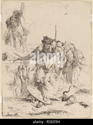 Magier und andere Betreffend eine Schlange. Abmessungen: Platte: 22,9 x 17,8 cm (9 x 7 in.). Medium: Radierung. Museum: Nationalgalerie, Washington DC. Autor: Giovanni Battista Tiepolo. Stockfoto