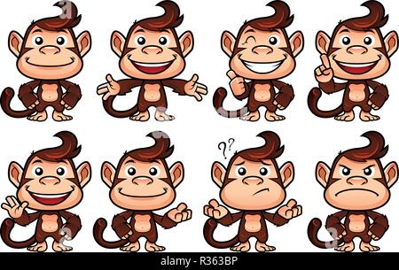 Monkey Cartoon eingestellt Stock Vektor