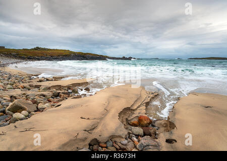 Stürmischen Tag an Mealasta Beach in der Nähe von Uig auf der Isle of Lewis auf den Äußeren Hebriden Stockfoto