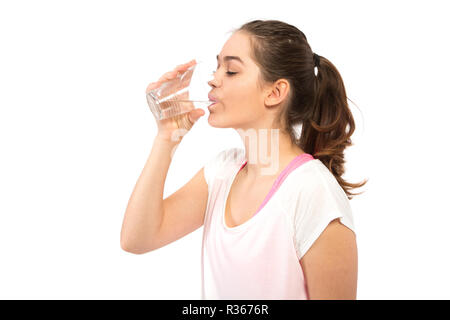 Frau-Trinkwasser Stockfoto