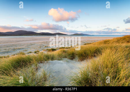 Am frühen Morgen Licht über Sanddünen an Luskentire Strand auf der Isle of Harris in die schottischen Western Isles Stockfoto