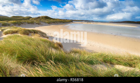 Der Strand und die Dünen ar Ardroil in der Nähe von Uig auf der Isle of Lewis auf den Äußeren Hebriden Stockfoto