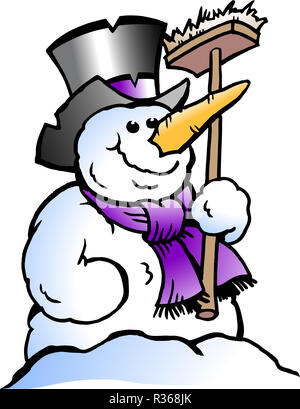 Cartoon Vector Illustration einer happy Snowman Stockfoto