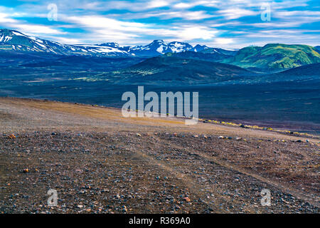 Summer landscape of Landmannalaugar in Central Highlands of Iceland in early morning Stockfoto