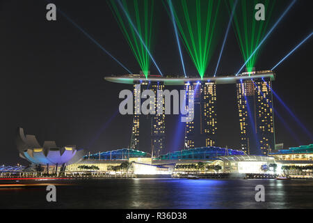 Marina Bay Sands lasershow Stockfoto