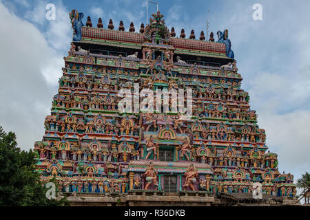 West Gopuram, Thillai Nataraja Tempel, Chidambaram, Tamil Nadu, Indien Stockfoto