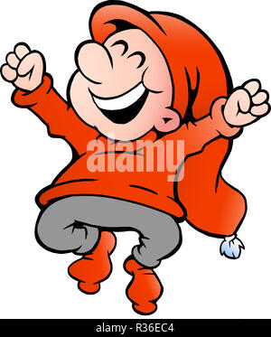 Handgezeichnete Vektor-Illustration eines sehr glücklich Elfen Stockfoto