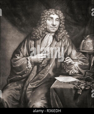 Antonie van Leeuwenhoek, 1632-1723. Niederländische Wissenschaftler. Stockfoto
