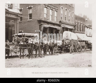 Die Black Hills in Deadwood, South Dakota, Vereinigte Staaten von Amerika ca. 1883, aus dem Buch, die Vereinigten Staaten von Amerika, in New York, 1893 veröffentlicht. Die Bühne war ein Ende des Stage Coach Route zwischen Cheyenne, Wyoming und Deadwood. Stockfoto