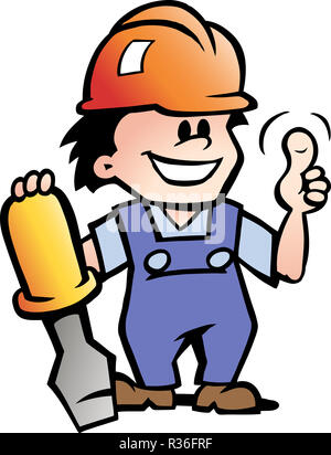Handgezeichneten Vector Illustration eines glücklichen Mechaniker Heimwerker Stockfoto