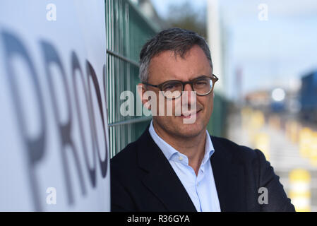 Oktober 23, 2018 - Zeebrugge, Belgien: Porträt von Joachim Coens, der CEO der Hafen von Zeebrugge. Der Hafen, der größte Parkplatz der Welt, bereitet sich gegenwärtig auf eine harte Brexit. Portrait du directeur du Port de Bruges-Zeebruges, Joachim Coens. *** Frankreich/KEINE VERKÄUFE IN DEN FRANZÖSISCHEN MEDIEN *** Stockfoto