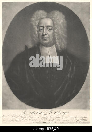 Cotton Mather. Stand: 1727. Abmessungen: Bild: 30.16 x 24.77 cm (11 7/8 x 9 3/4 in.) Blatt: 26.62 x 24.77 cm (13 5/6 x 9 3/4 in.). Medium: MEZZOTINT. Museum: Nationalgalerie, Washington DC. Autor: Peter Pelham. Stockfoto