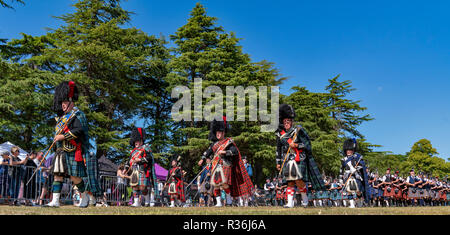 Dies ist ein Bild aus dem Forres Highland Games, im Grant Park, Forres, Moray, Schottland, stattfand am Samstag, den 7. Juli 2018. Stockfoto