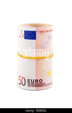 Die europäische Währung gerollt Stockfoto