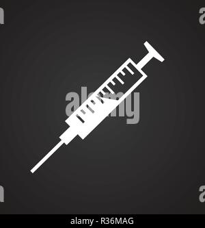 Spritze mit Heilung auf schwarzem Hintergrund Stock Vektor