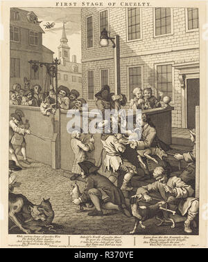 Die erste Stufe der Grausamkeit. Stand: 1751. Medium: Radierung und Gravur. Museum: Nationalgalerie, Washington DC. Autor: William Hogarth. Stockfoto