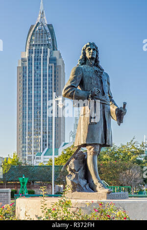 Pierre d'Iberville Statue in Cooper Riverside Park Mobile, Alabama Stockfoto