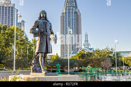 Pierre d'Iberville Statue in Cooper Riverside Park Mobile, Alabama Stockfoto