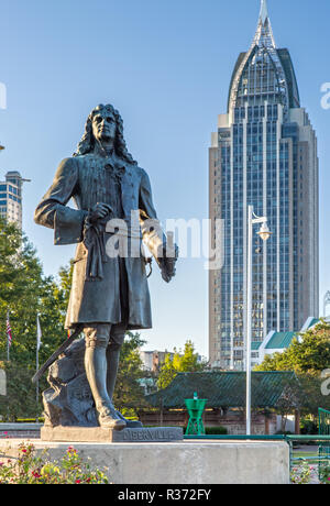 Pierre d'Iberville Statue in Cooper Riverside Park Mobile, Alabama Stockfoto