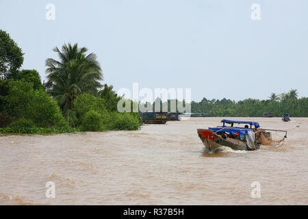 Die Mekong River (sông Zweig Mỹ Tho) an Con Quy (Schildkröteninsel), Bến Tre Provinz, Vietnam Stockfoto