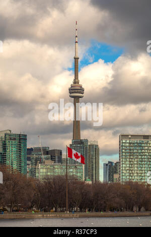 Toronto, Kanada - 20. November 2018: Landschaft, Blick auf die Stadt Toronto mit der legendären CV Turm Stockfoto