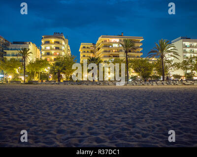 Calella de Palafrugell Nacht Landschaft in Costa Brava, Spanien. Stockfoto